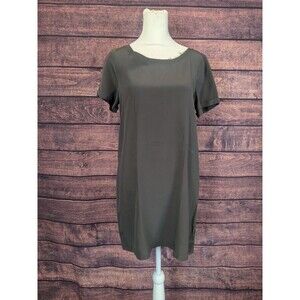 Bar 3 Grey‎ Silk Shirt Dress With Distressed Collar Folded Cuffs Size Medium